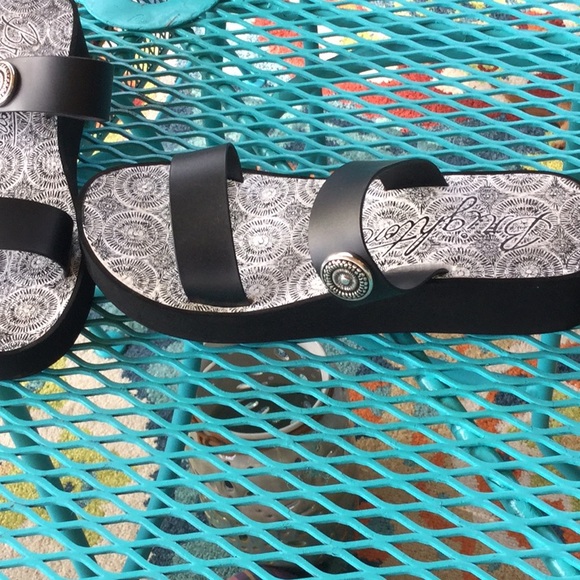 Black Leather Brighton Sandals - Picture 2 of 8